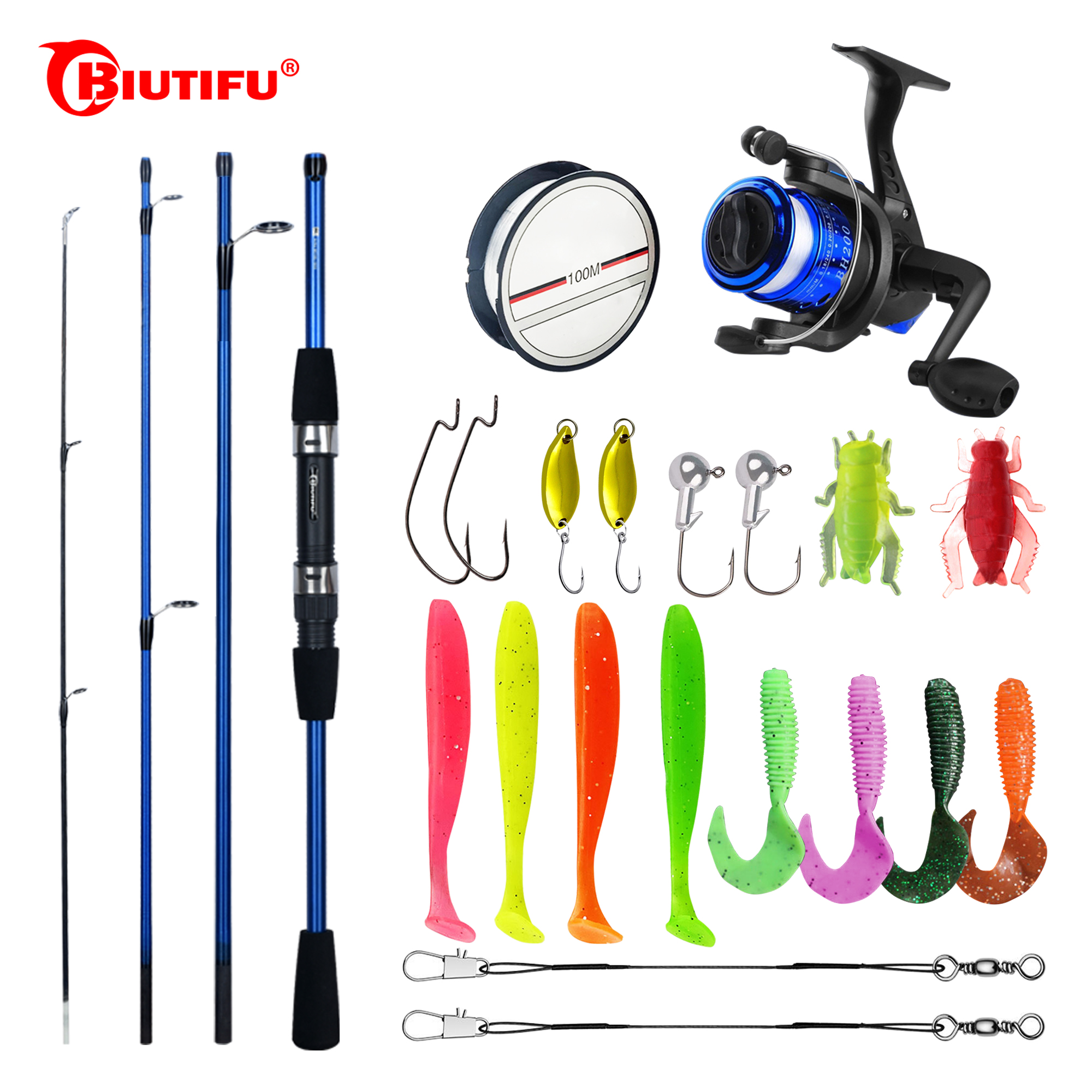 Saltwater Line - BIUTIFU Spinning Fishing Rod Set 1.8/2.1m