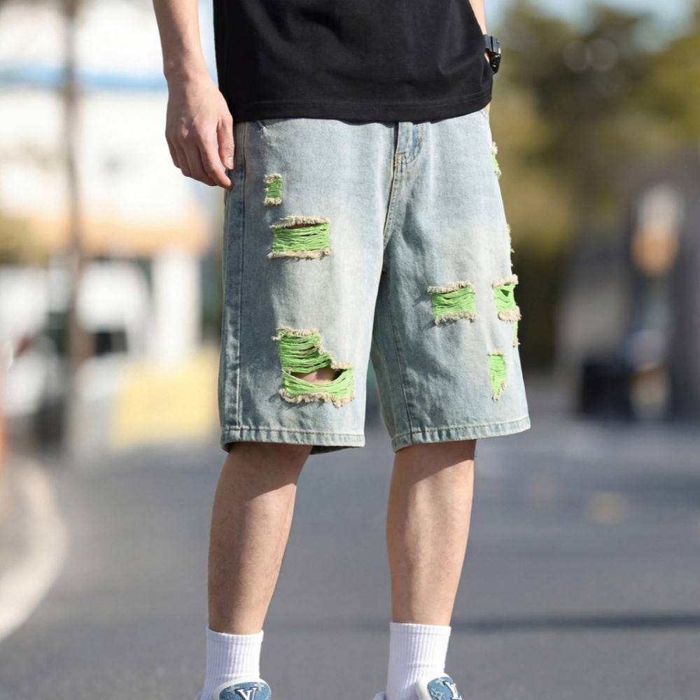 Men's Lined Ripped Denim Short – Fly Line recenzja i cena