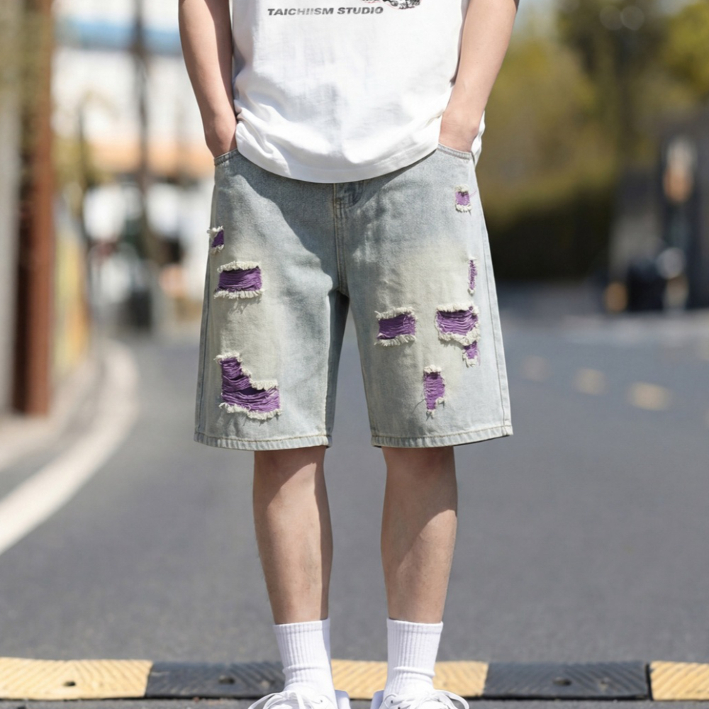 Men's Lined Ripped Denim Short – Fly Line recenzja i cena