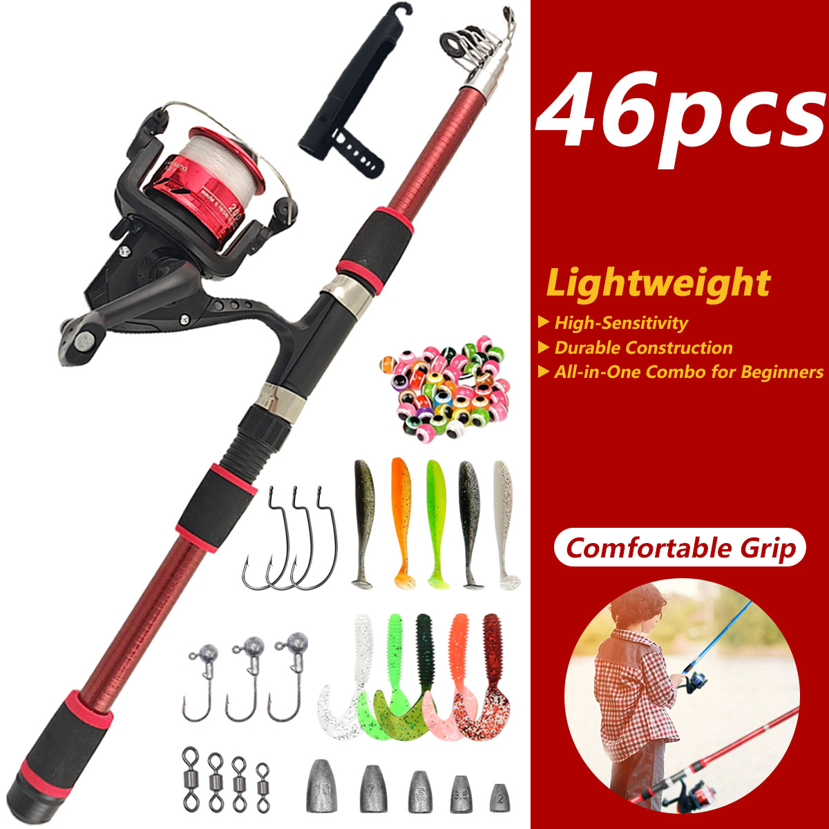46Pcs Telescopic Fishing Rod R – Saltwater Line recenzja i cena