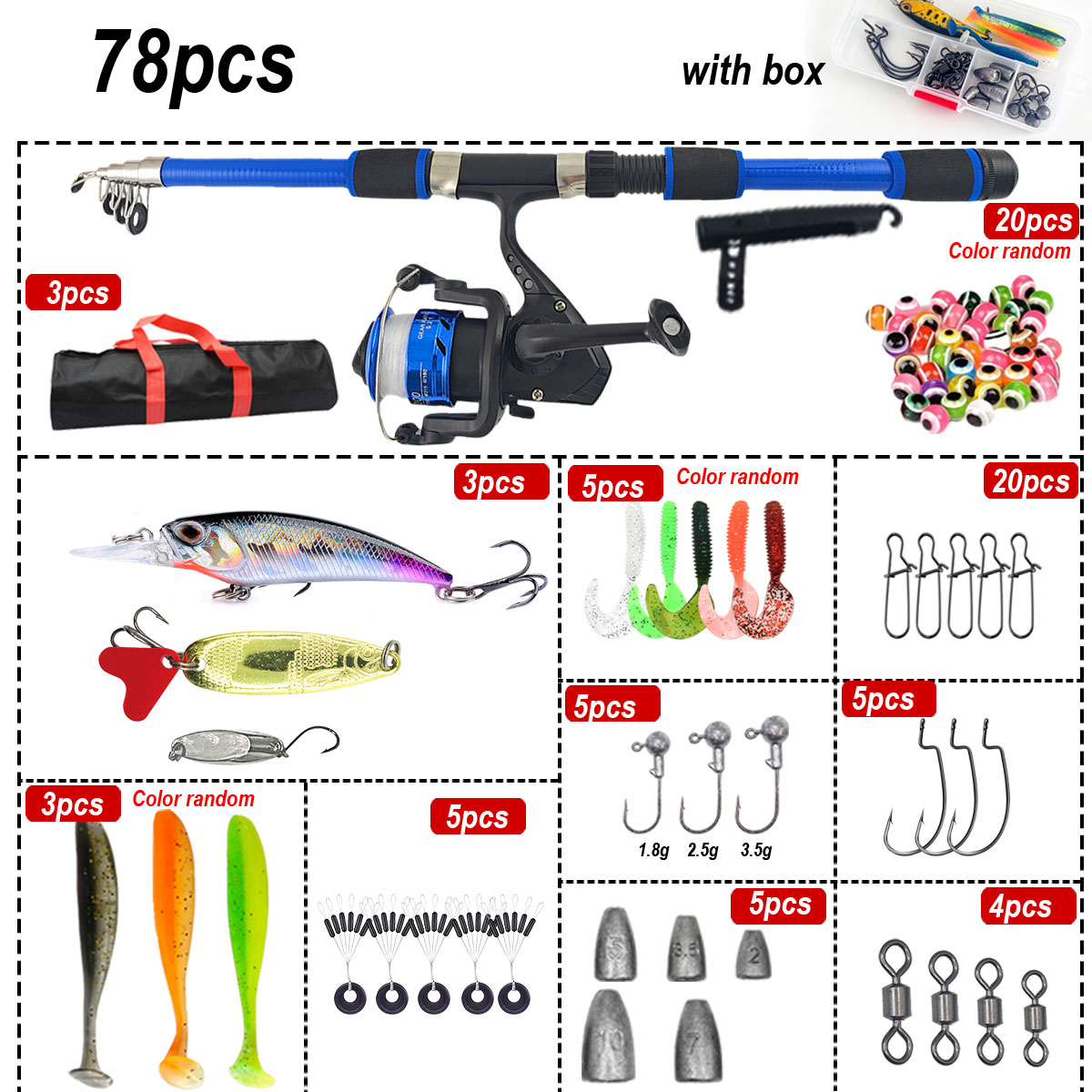 46Pcs Telescopic Fishing Rod R – Saltwater Line recenzja i cena